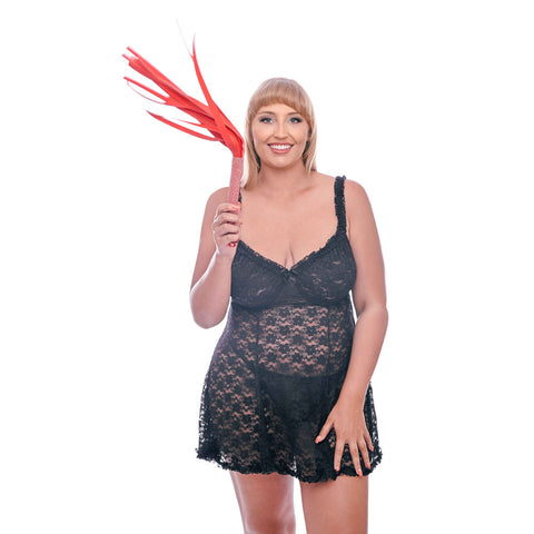 Sex & Mischief Amor Sparkle Flogger 33cm Red Vegan Leather Whips & Paddles