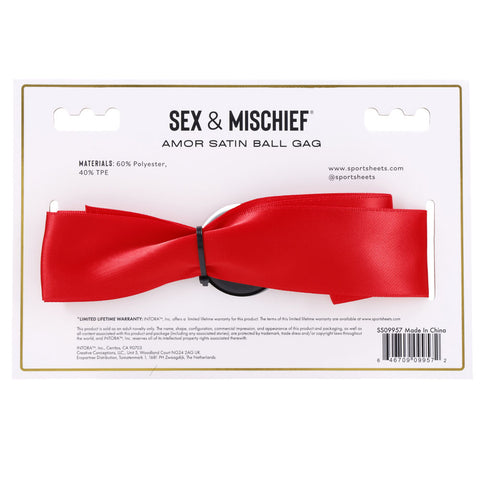 Sex & Mischief Amor Satin Ball Gag with 117 cm Ribbon Gags