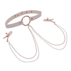 Sex & Mischief Peaches n CreaMe Collar with Nipple Clamps 35-44.5 cm > Sex Toys > Nipple Clips