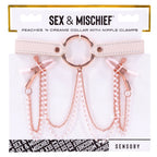 Sex & Mischief Peaches n CreaMe Collar with Nipple Clamps 35-44.5 cm > Sex Toys > Nipple Clips