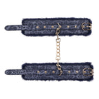 Sex and Mischief Navy and Gold Faux Fur Handcuffs with Adjustable Size and Chain Detailing > Bondage Gear > Restraints