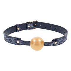 Sex & Mischief Cougar Ball Gag - Navy /Gold Mouth Restraint