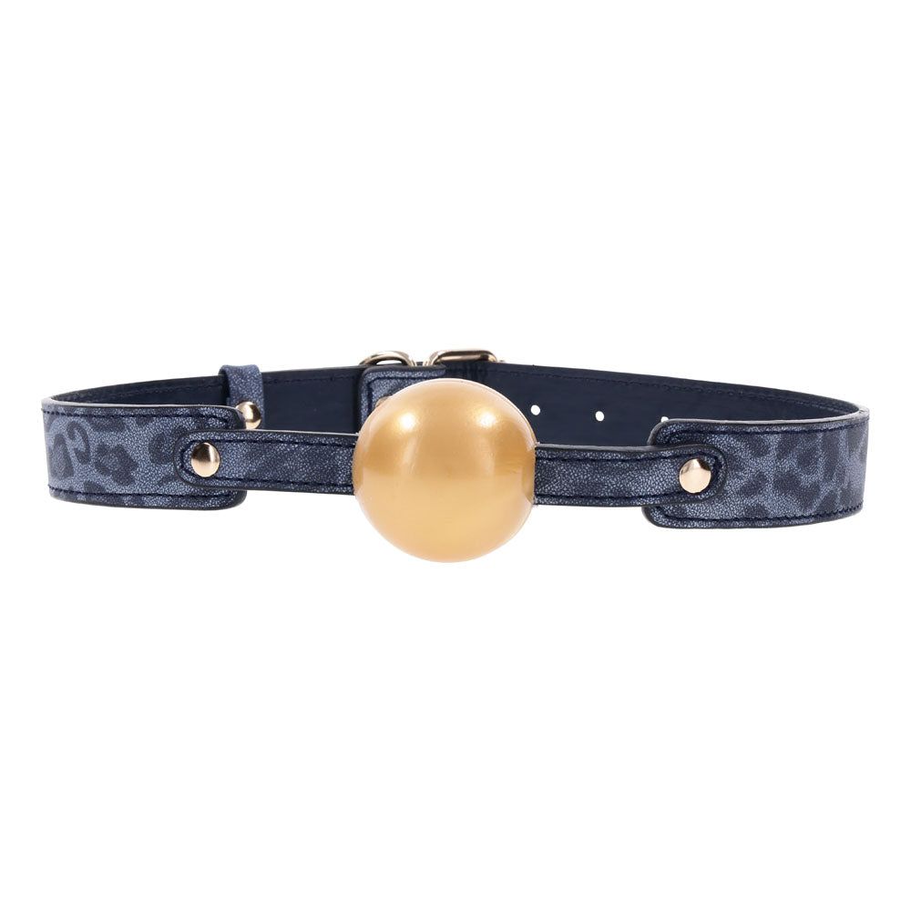 Sex & Mischief Cougar Ball Gag - Navy /Gold Mouth Restraint