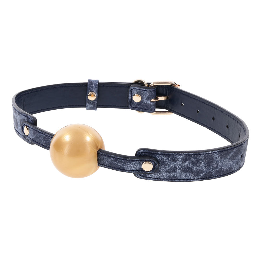 Sex & Mischief Cougar Ball Gag - Navy /Gold Mouth Restraint