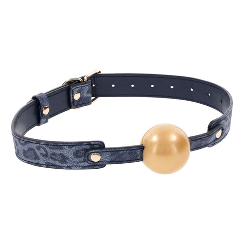 Sex and Mischief Cougar Ball Gag Navy and Gold Mouth Restraint Gags