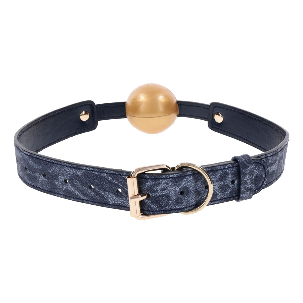 Sex & Mischief Cougar Ball Gag - Navy /Gold Mouth Restraint