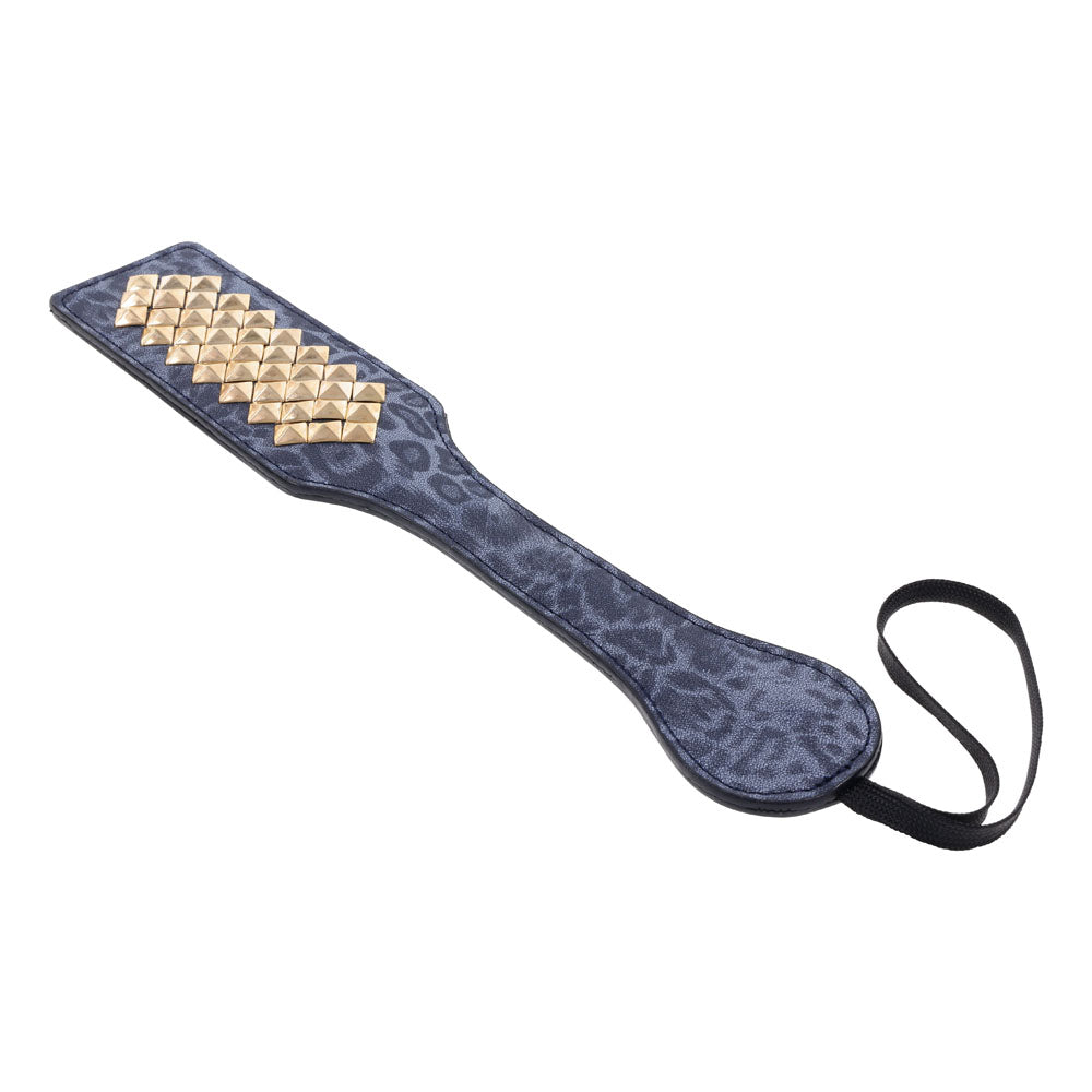 Sex & Mischief Cougar Studded Paddle - Navy  Paddle with Gold Studs