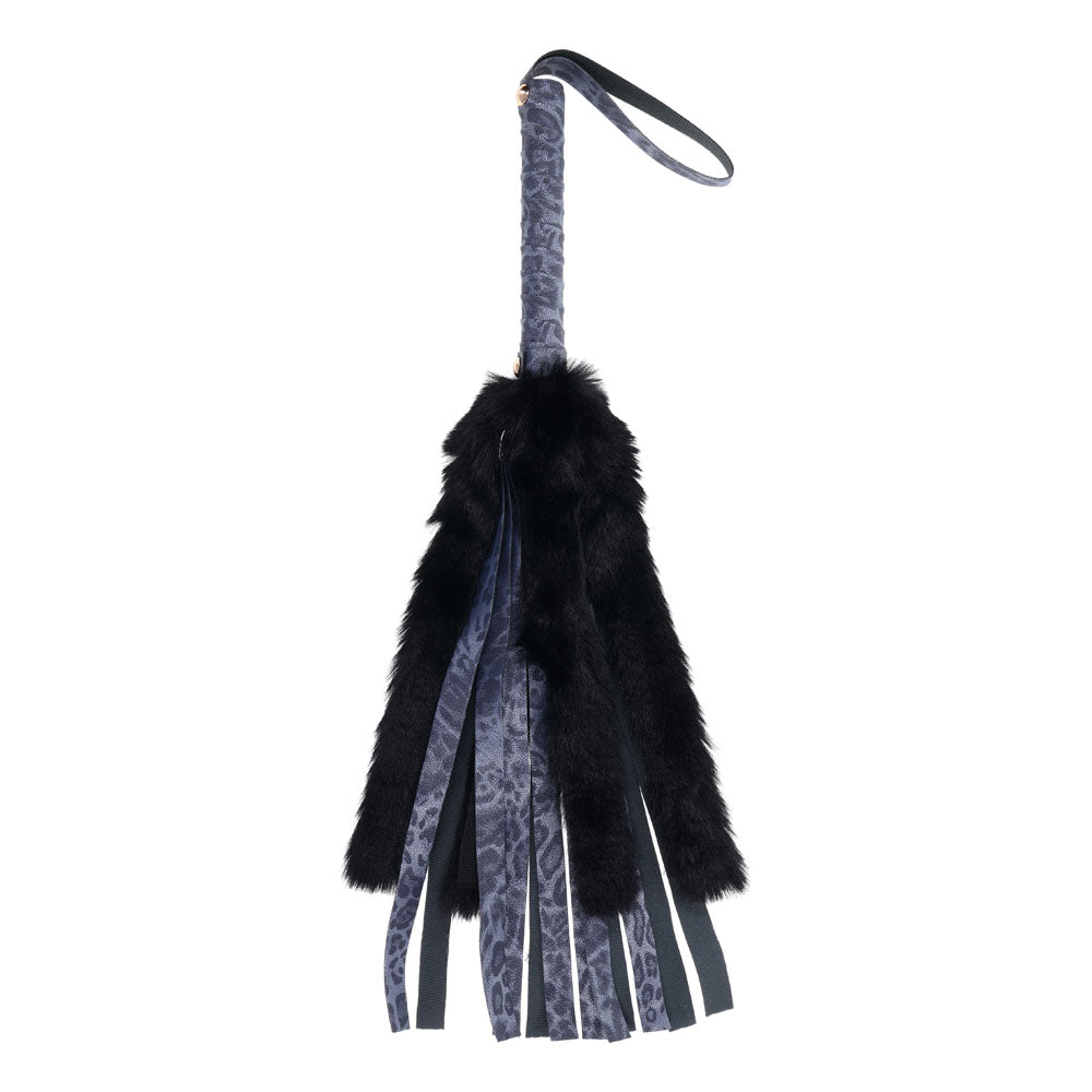 Sex & Mischief Cougar Faux Fur Flogger - Navy /Black Furry Flogger Whip