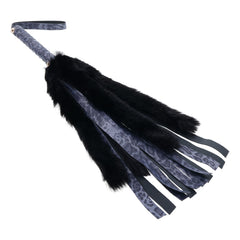 Sex & Mischief Cougar Faux Fur Flogger - Navy /Black Furry Flogger Whip