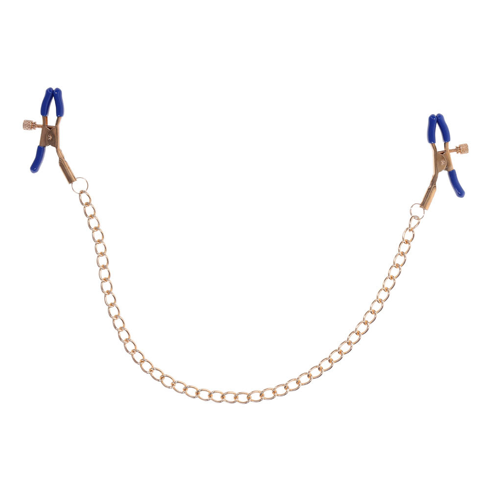 Sex & Mischief Cougar Chained Nipple Clamps (Gold) – Adjustable Tension Nipple Clamps Gold > Sex Toys > Nipple Clamps Main image