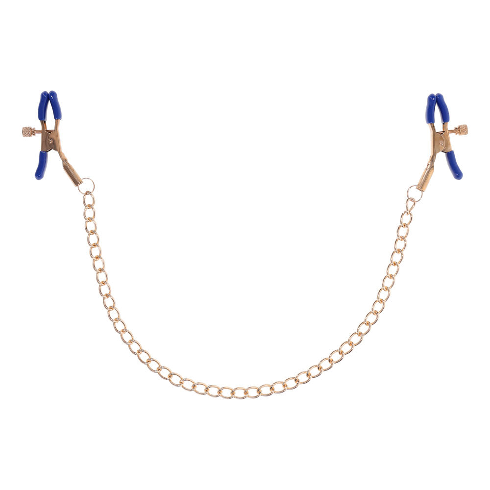 Sex & Mischief Cougar Chained Nipple Clamps (Gold) – Adjustable Tension Nipple Clamps Secondary image