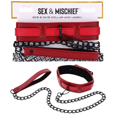 Sm Exs and Ohs Collar and Leash Neck Restraint Red Restraints