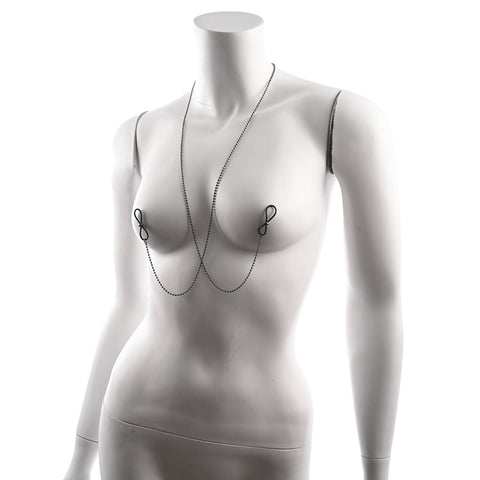 S&M Exs & Ohs Body Jewelry Nipple Ties Metal Chain Adjustable Nipple Clips