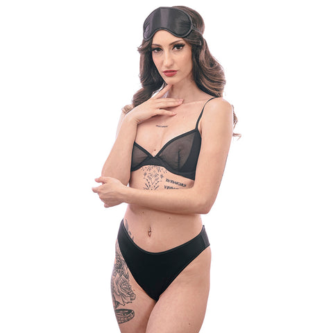 Sex & Mischief Satin Blindfold - Comfortable Black Eye Mask Blindfold