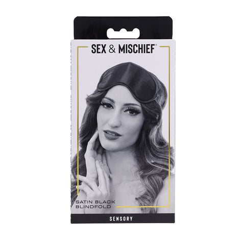 Sex & Mischief Satin Blindfold - Comfortable Black Eye Mask Blindfold