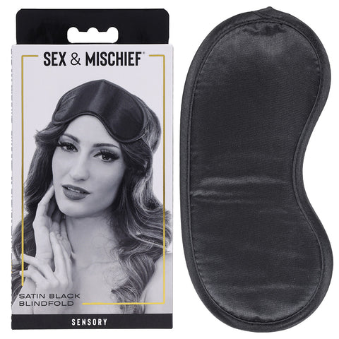 Sex & Mischief Satin Blindfold - Comfortable Black Eye Mask Black Blindfold