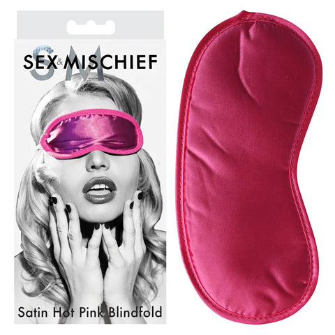 Sex and Mischief Satin Blindfold for Sensory Deprivation and Intimate Play Pink Blindfold