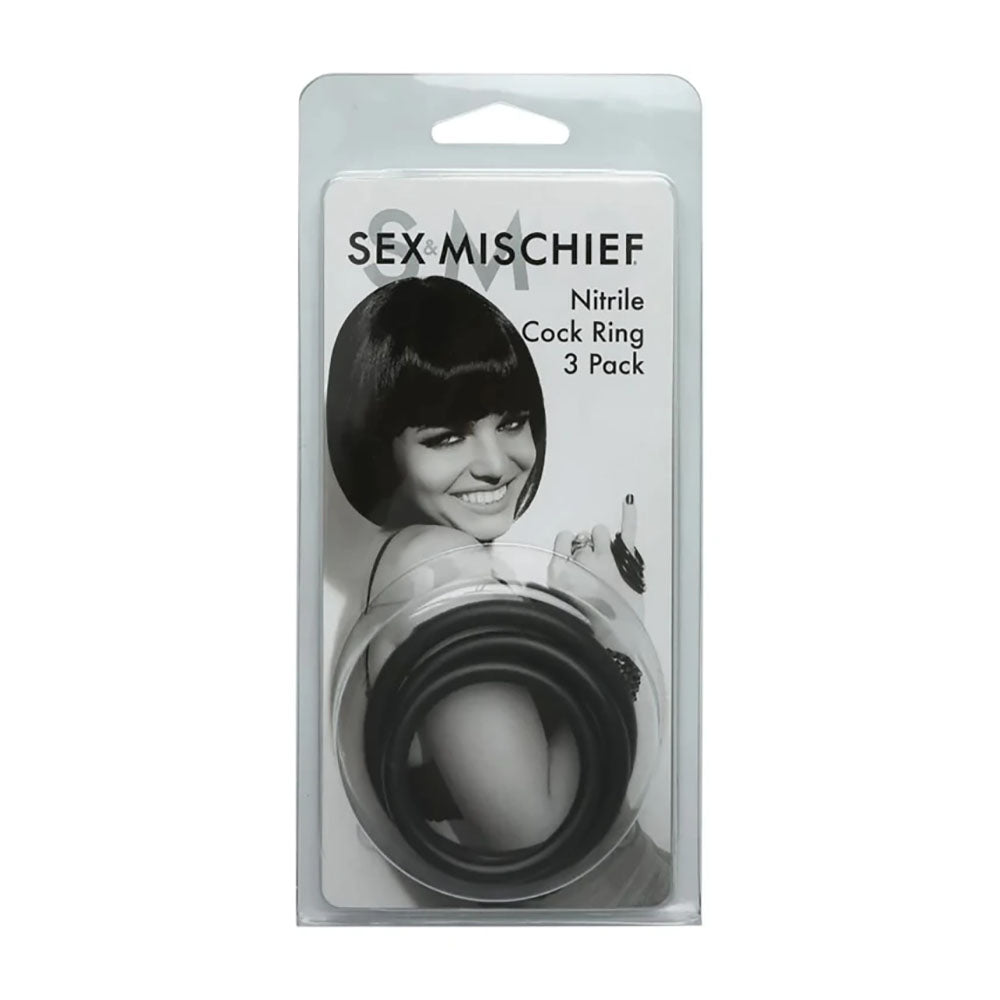 Sex & Mischief Nitrile Cock Ring 3 Pack – Three Sizes Cock Ring Set > Cock Ring > Sets