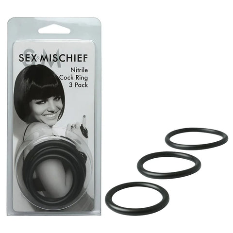 Sex and Mischief Nitrile Cock Ring Set 3 Pack for Enhanced Pleasure > Cock Ring > Sets