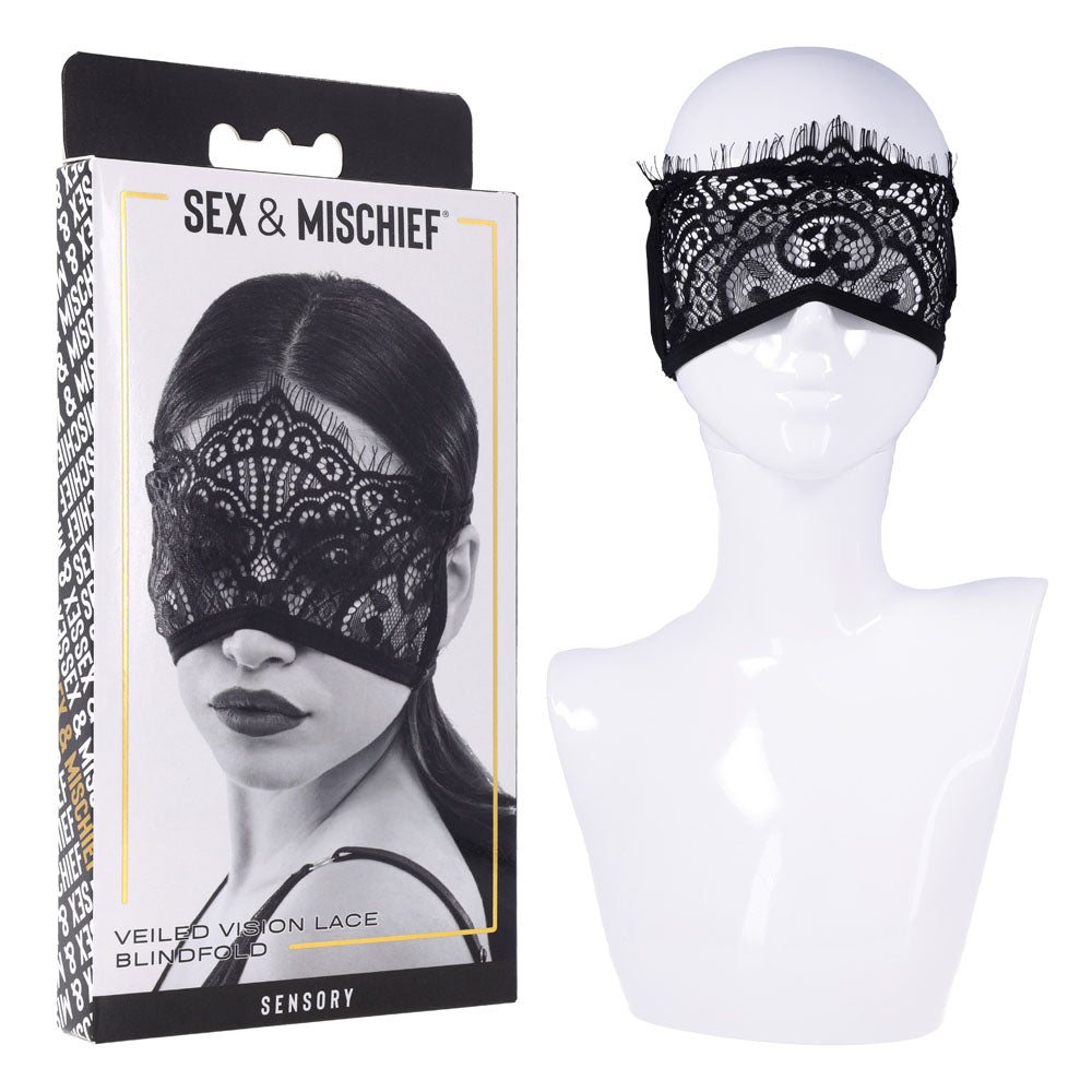 Sportsheets S&M Veiled Vision Lace Blindfold Black > Bondage Gear > Blindfolds