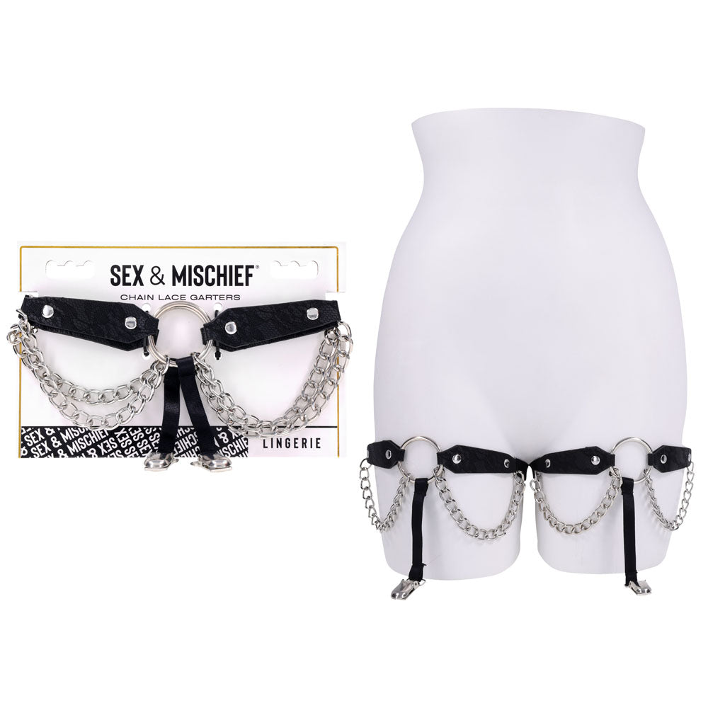 Sportsheets Chain Lace Garters Adjustable Fit Adult Accessory > Clothes > Lingerie Sets