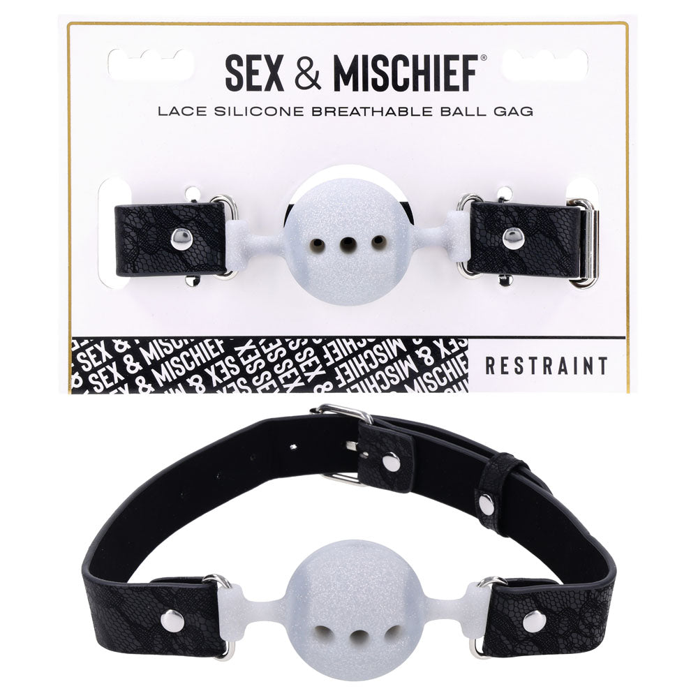 Lace Silicone Breathable Ball Gag for Comfortable Bondage Play Gags
