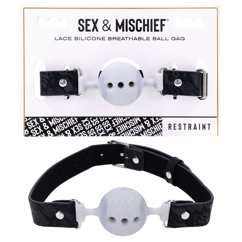Lace Silicone Breathable Ball Gag for Comfortable Bondage Play Gags