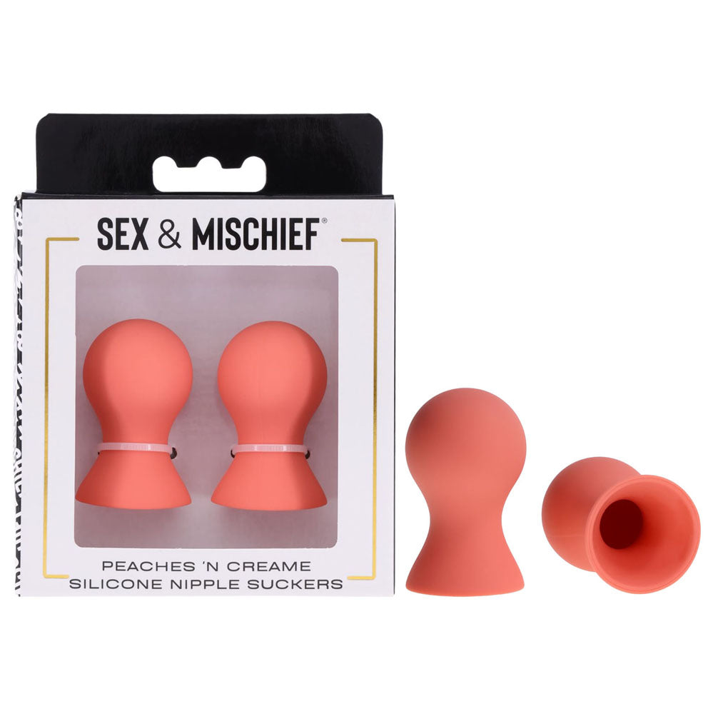 Sex & Mischief Peaches N CreaMe (Peach) – Silicone Nipple Suckers Set of 2 PeachPuff Nipple Suckers