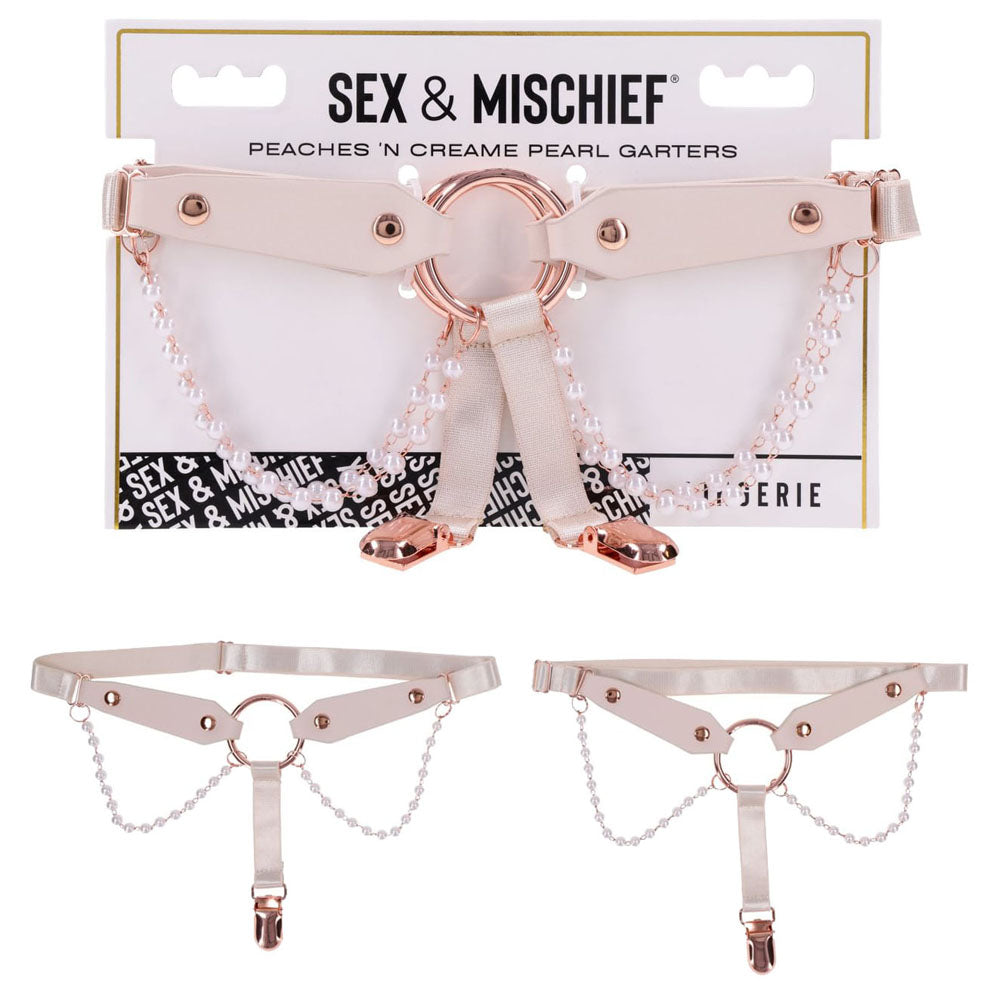 Peaches N Creame Pearl Garters (Peach) – Elegant Garters > Clothes > Hosiery > Garterbelt Sets