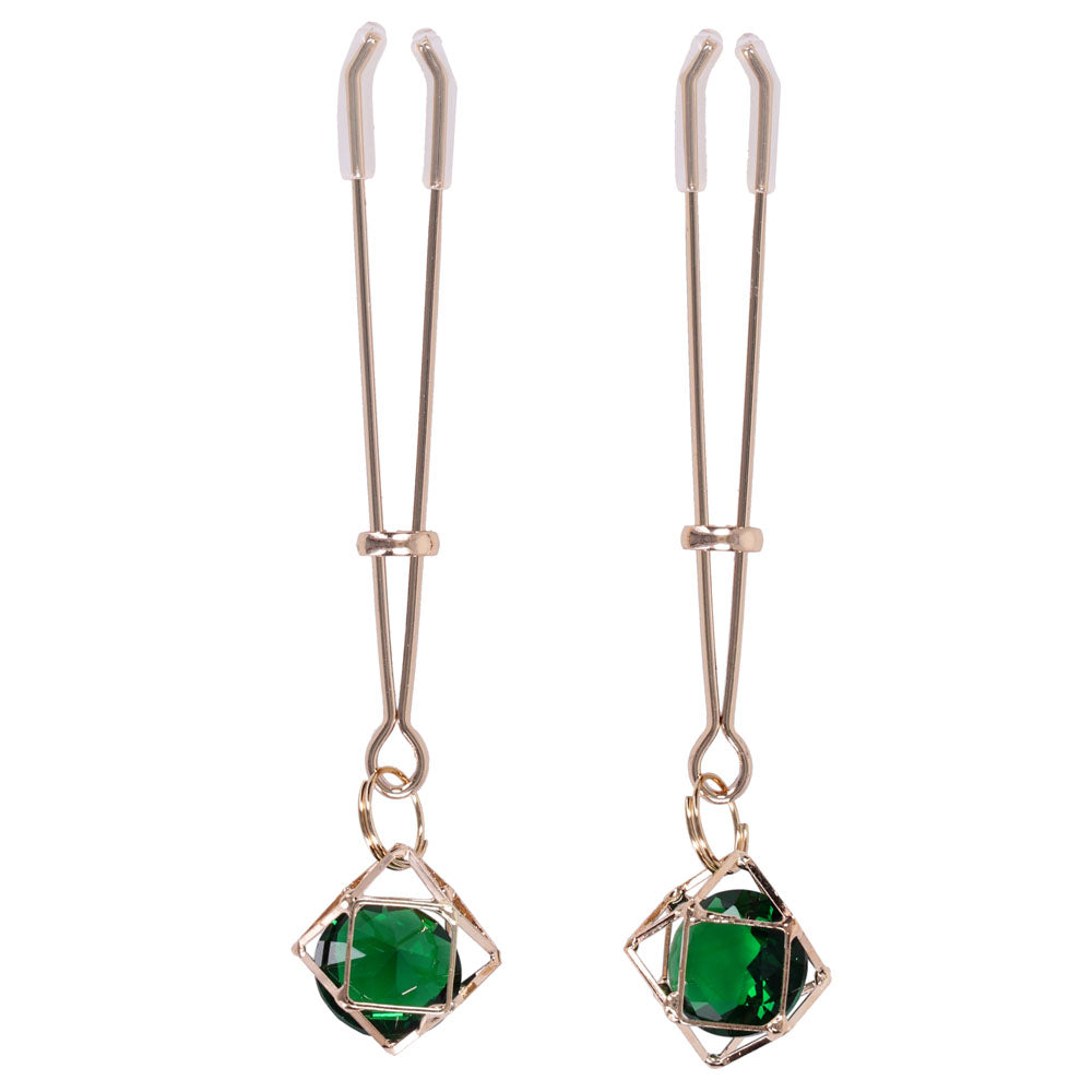 Indica Crystal Nipple Clips (Green) – Adjustable Tension Nipple Clips > Sex Toys > Nipple Clips