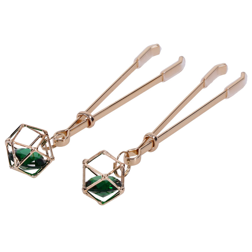 Indica Crystal Nipple Clips (Green) – Adjustable Tension Nipple Clips > Sex Toys > Nipple Clips