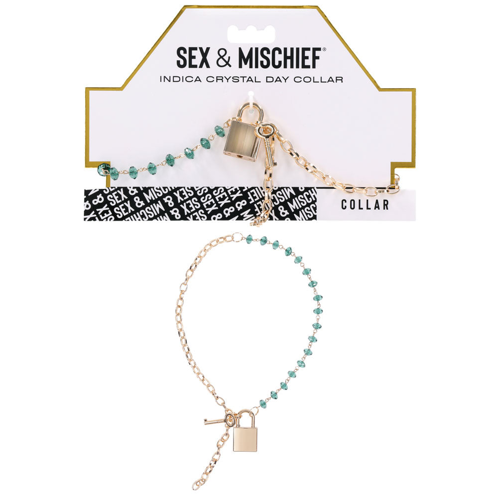 Indica Crystal Day Collar (Green) – Adjustable Jewelry Collar > Bondage Gear > Collars & Leashes