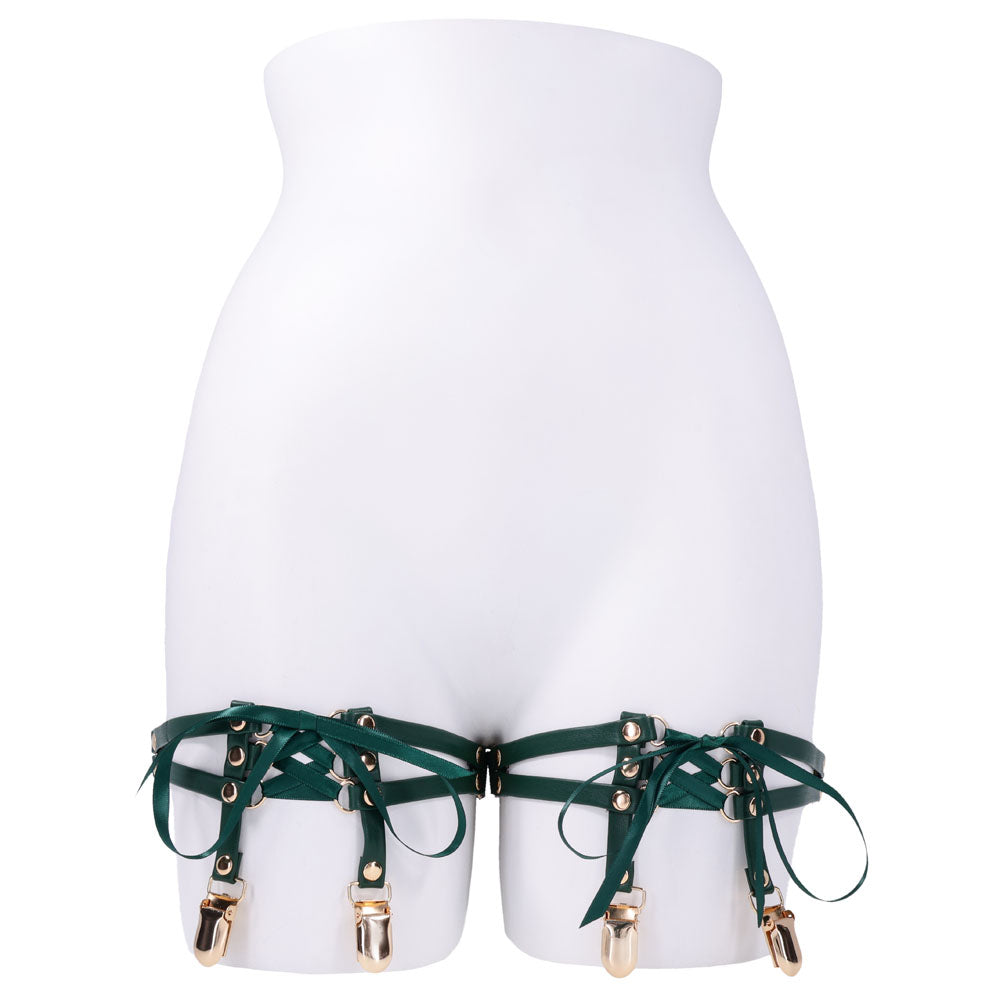 Sex & Mischief Indica Laced Up Garters (Gold) – Set of 2 Adjustable Garters > Clothes > Hosiery > Garterbelt Sets