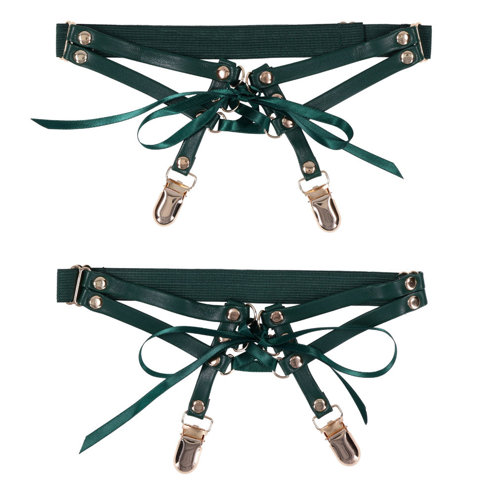 Sex & Mischief Indica Laced Up Garters (Gold) – Set of 2 Adjustable Garters > Clothes > Hosiery > Garterbelt Sets