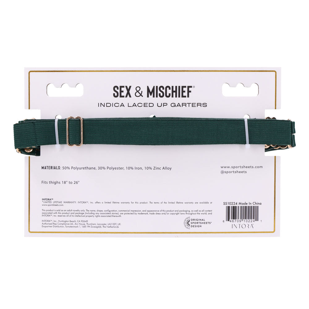 Sex & Mischief Indica Laced Up Garters (Gold) – Set of 2 Adjustable Garters > Clothes > Hosiery
