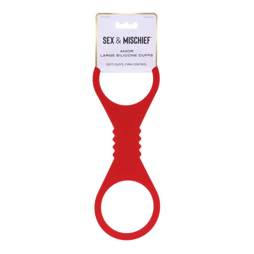 Sex & Mischief Amor Large Silicone Cuffs (Red) – Large Flexible Silicone Restraints Red > Bondage Gear > Restraints
