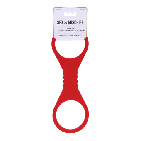 Sex & Mischief Amor Large Silicone Cuffs (Red) – Large Flexible Silicone Restraints Red > Bondage Gear > Restraints