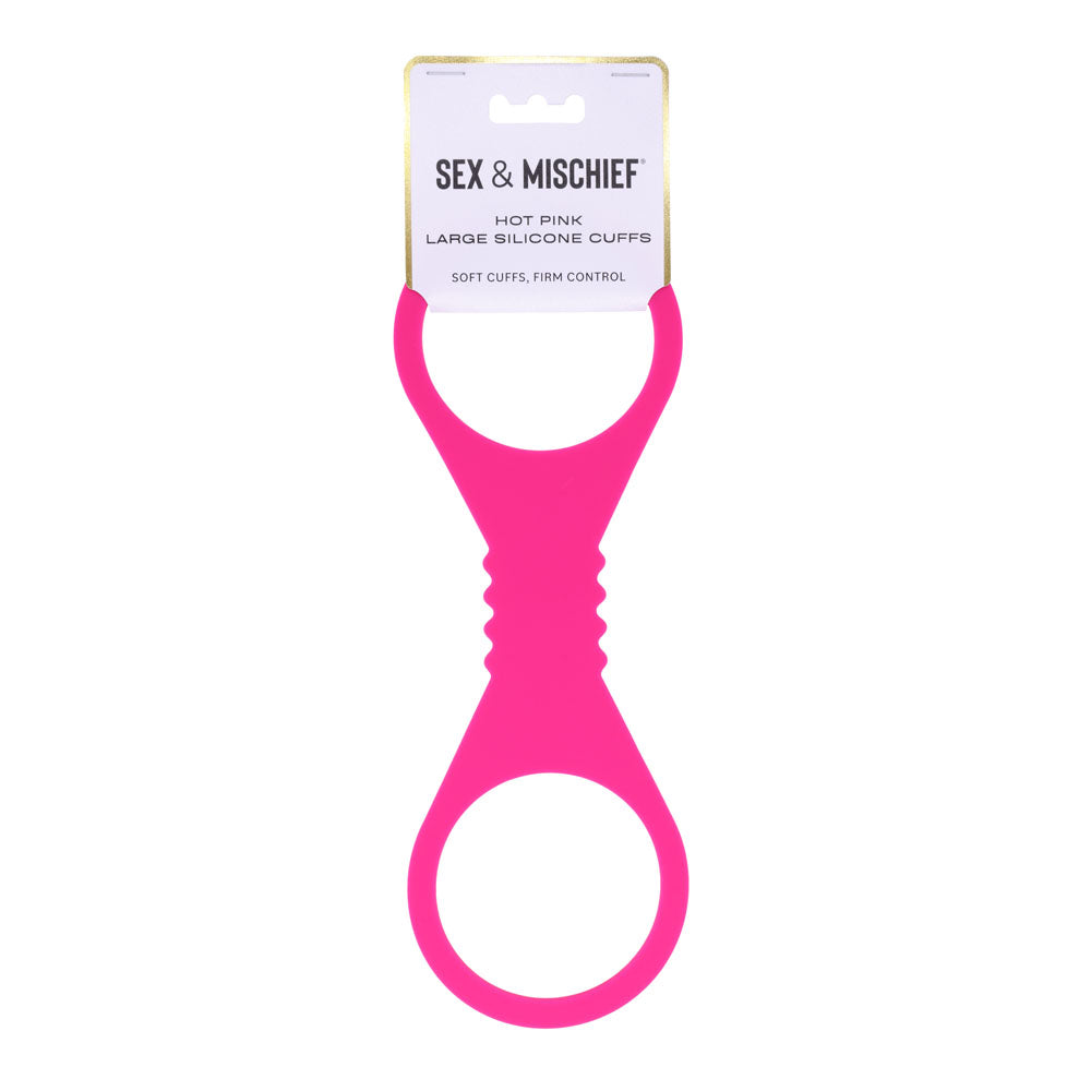 Sex & Mischief Large Hot Pink Silicone Cuffs – Large Restraints Pink > Bondage Gear > Restraints Main image