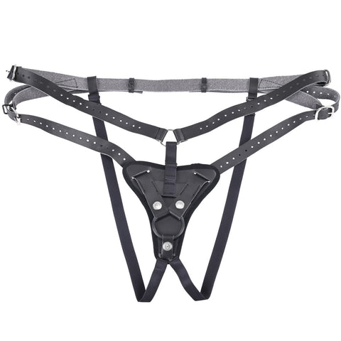 Sportsheets Aurora High Waisted Strap On Adjustable Strap-On Harness No Probe Included Black Size Up to 60 Inches Hip STRAP-ONS