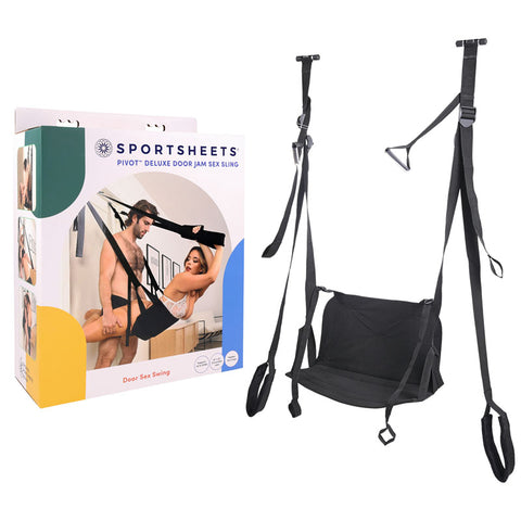 Pivot Deluxe Door Jam Sex Sling - Door Swing with Large, Luxurious Seat and Convertible Positioning for Enhanced Intimate Pleasure Black BONDAGE-TOYS