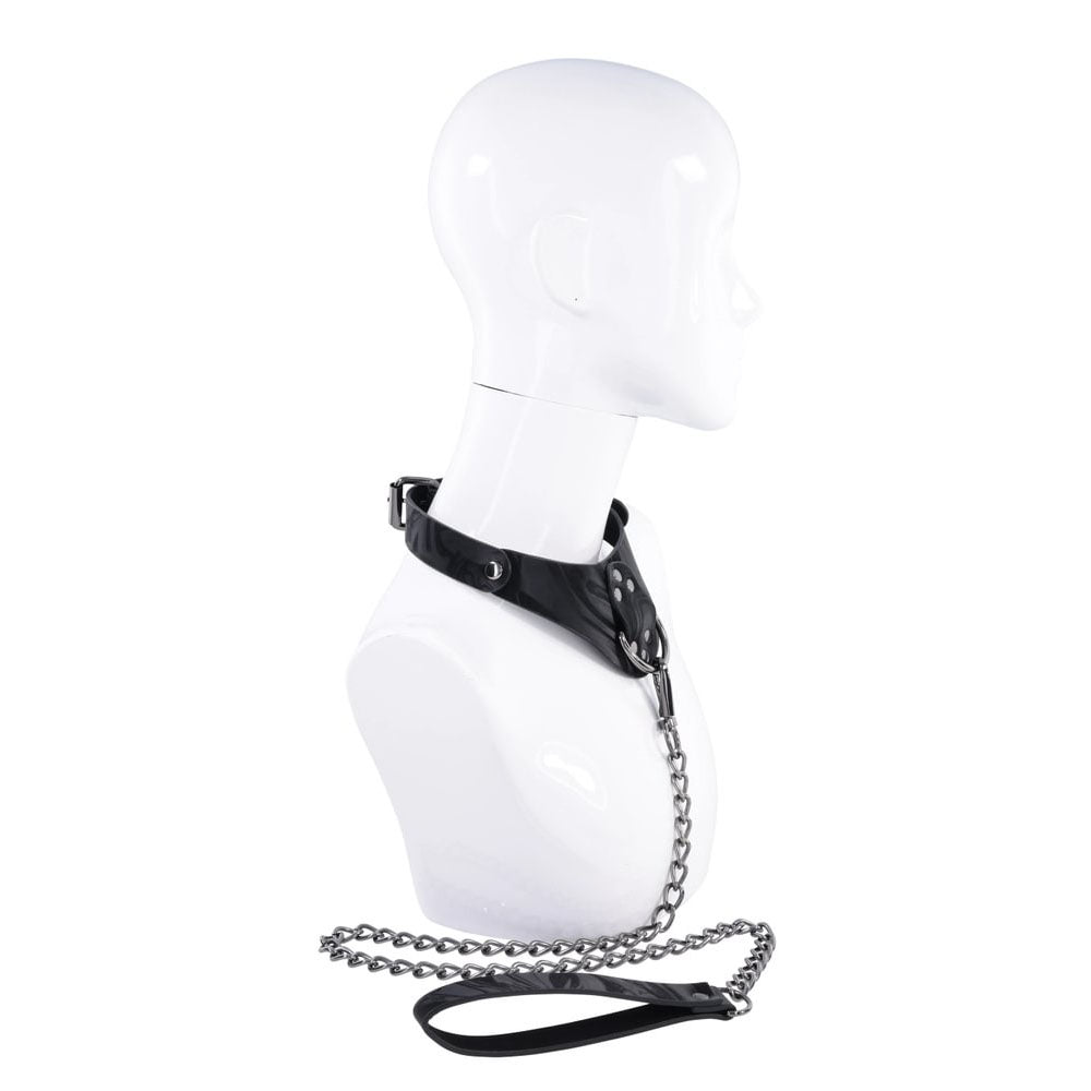 Sportsheets Velvet Noir Collar and Leash with Removable Chain and Faux Leather Handle - Elegant Restraint and Leash for Adults BONDAGE-TOYS