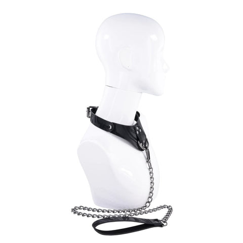 Sportsheets Velvet Noir Collar and Leash with Removable Chain and Faux Leather Handle - Elegant Restraint and Leash for Adults BONDAGE-TOYS