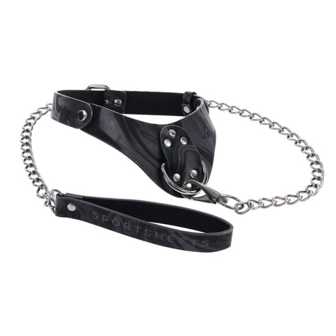 Sportsheets Velvet Noir Collar and Leash with Removable Chain and Faux Leather Handle - Elegant Restraint and Leash for Adults BONDAGE-TOYS