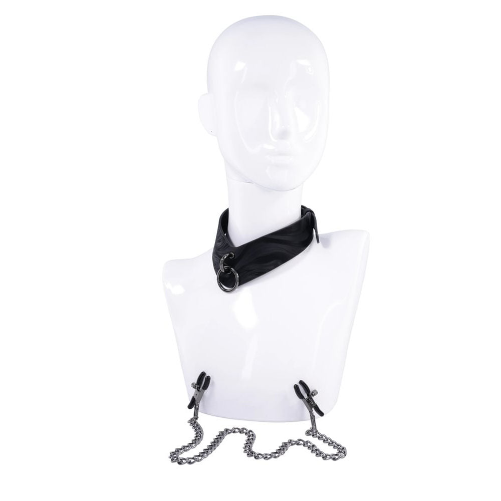 Sportsheets Velvet Noir Collar & Removable Clamps Neck and Nipple Restraints BONDAGE-TOYS