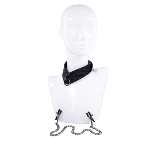 Sportsheets Velvet Noir Collar & Removable Clamps Neck and Nipple Restraints BONDAGE-TOYS