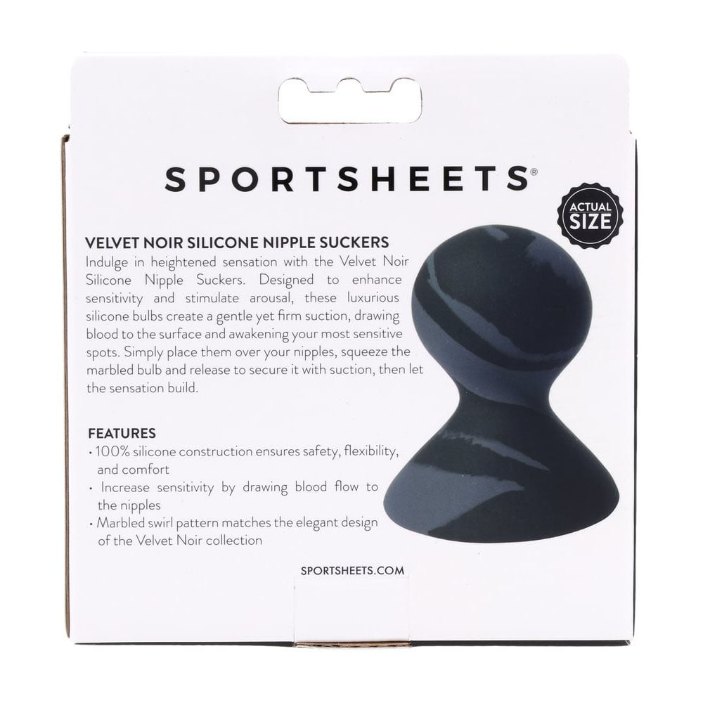 Sportsheets Velvet Noir Silicone Nipple Suckers Set of 2 in Grey with Marbled Pattern BONDAGE-TOYS