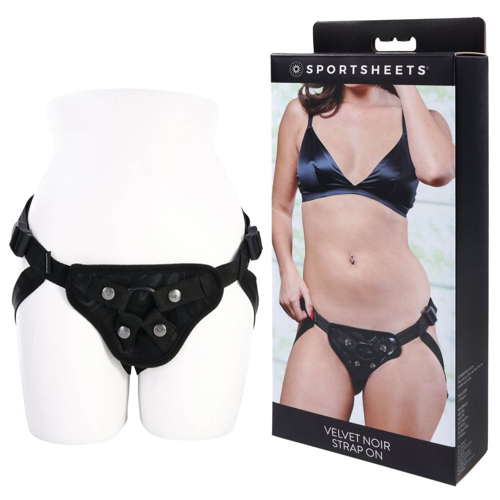 Sportsheets Velvet Noir Strap On Adjustable Strap-On Harness No Probe Included Black STRAP-ONS