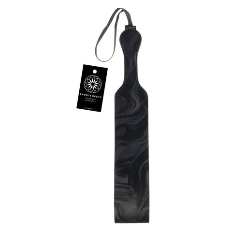 Sportsheets Velvet Noir Loop Paddle 42 cm Impact Toy with Vegan Leather and Wrist Loop Black Marbled Design Black > Bondage Gear > Paddles