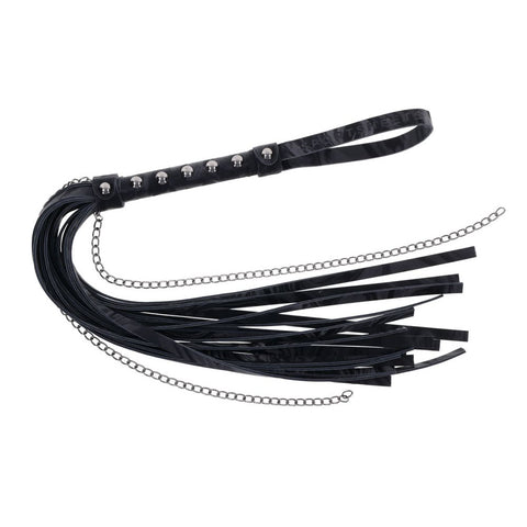 Sportsheets Velvet Noir Chain Flogger 43 cm Faux Leather and Hematite Chain Whip Whips & Paddles