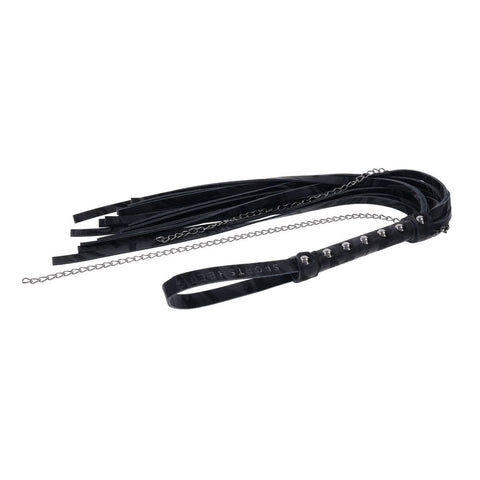 Sportsheets Velvet Noir Chain Flogger 43 cm Faux Leather and Hematite Chain Whip Whips & Paddles